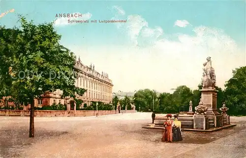AK / Ansichtskarte Ansbach Mittelfranken Schlossplatz mit Luitpolddenkmal Ansbach Mittelfranken Kat. Ansbach