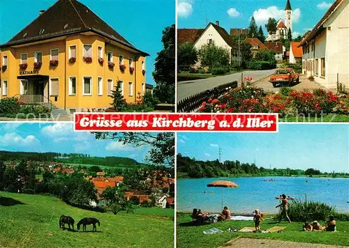 AK / Ansichtskarte Kirchberg Iller Liegewiese Pferde Panoramen Kirchberg Iller Kat. Kirchberg an der Iller