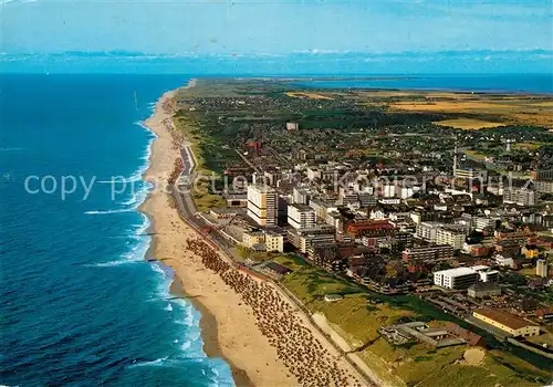 AK / Ansichtskarte Westerland Sylt Fliegeraufnahme mit Strand Westerland Sylt Kat. Westerland