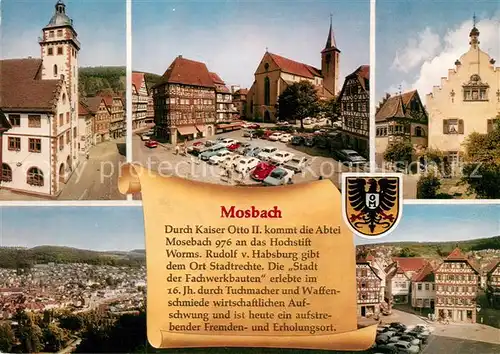 AK / Ansichtskarte Mosbach Baden Teilansichten Altstadt Fachwerkhaeuser Chronik Wappen Mosbach Baden Kat. Mosbach