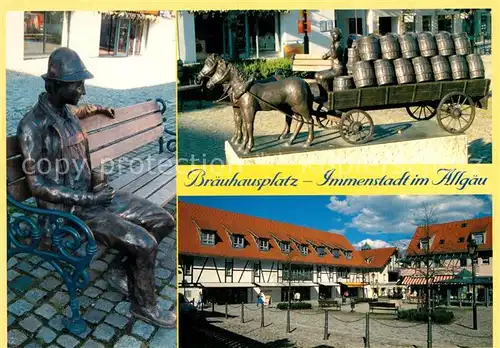 AK / Ansichtskarte Immenstadt Allgaeu Braeuhausplatz Denkmal Bierwagen Bierbrauer Immenstadt Allgaeu Kat. Immenstadt i.Allgaeu