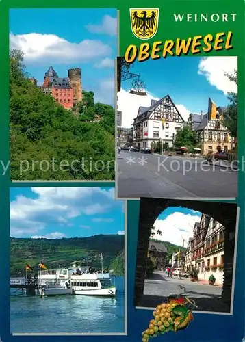 AK / Ansichtskarte Oberwesel Rhein Burg Faehrschiff Stadtansicht Oberwesel Rhein Kat. Oberwesel am Rhein