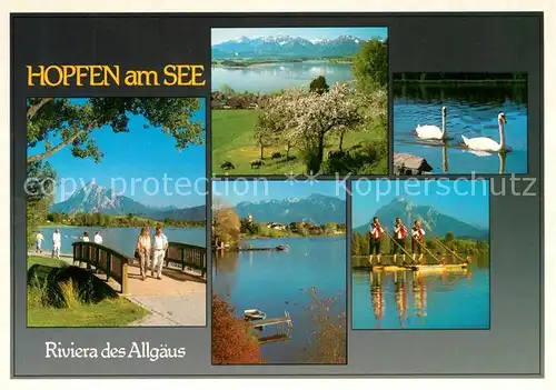 AK / Ansichtskarte Hopfen See Uferpromenade Alphornblaeser Schwaene  Hopfen See Kat. Fuessen