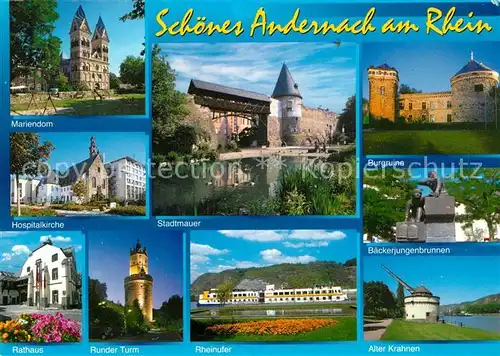 AK / Ansichtskarte Andernach Stadtmauer Mariendom Burgruine Rathaus Runder Turm Andernach Kat. Andernach