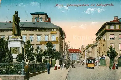 AK / Ansichtskarte Mainz Rhein Gutenbergdenkmal und Ludwigstrasse Mainz Rhein