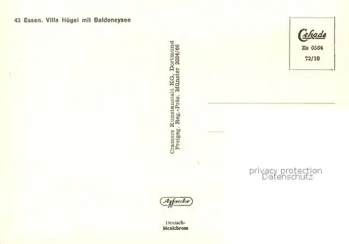 AK / Ansichtskarte Essen Ruhr Fliegeraufnahme Villa Huebel mit Baldeneysee Essen Ruhr Kat. Essen