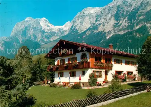 AK / Ansichtskarte Ramsau Berchtesgaden Gaestehaus Pension Haus Lattenbach mit Reiteralpe Berchtesgadener Alpen Ramsau Berchtesgaden Kat. Ramsau b.Berchtesgaden