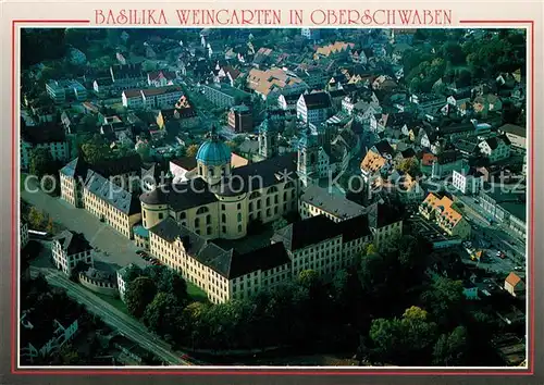 AK / Ansichtskarte Weingarten Wuerttemberg Benediktiner Abtei Barockkirche Basilika Kloster Fliegeraufnahme Weingarten Wuerttemberg