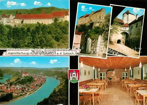AK / Ansichtskarte Burghausen Salzach Jugendherberge in der Burg Stadtpanorama Burghausen Salzach Kat. Burghausen