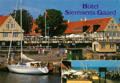 AK / Ansichtskarte Svaneke Hotel Siemsens Gaard Hafen Segelboot 