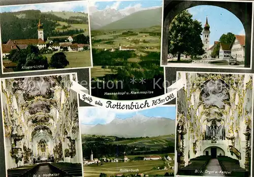 AK / Ansichtskarte Rottenbuch Oberbayern Klosterkirche Hochaltar Orgel Kanzel  Hennenkopf Rottenbuch Oberbayern Kat. Rottenbuch