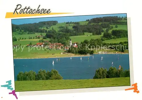 AK / Ansichtskarte Petersthal Allgaeu Rottachersee Kirche Segelschiffe Petersthal Allgaeu Kat. Oy Mittelberg