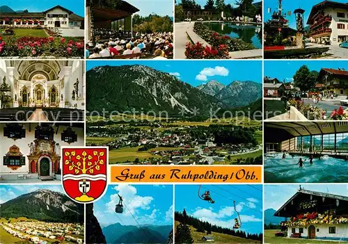 Ruhpolding Schwimmbad Campingplatz  Rauschbergbahn Dorfplatz Kurhaus Ruhpolding Kat. Ruhpolding