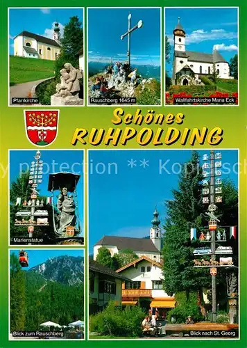 Ruhpolding Wallfahrtskirche Marienstatue Pfarrkirche Maibaum Ruhpolding Kat. Ruhpolding