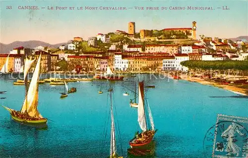 Cannes Alpes Maritimes Le Port et le Mont Chevalier Vue prise du Casino Municipal Cannes Alpes Maritimes Kat. Cannes