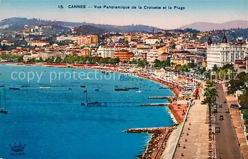 Cannes Alpes Maritimes Vue Panoramique de la Croisette et la Plage Cannes Alpes Maritimes Kat. Cannes