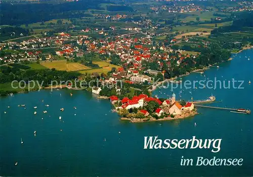 AK / Ansichtskarte Wasserburg_Bodensee Fliegeraufnahme Seepartie Halbinsel Wasserburg Bodensee Kat. Wasserburg (Bodensee)