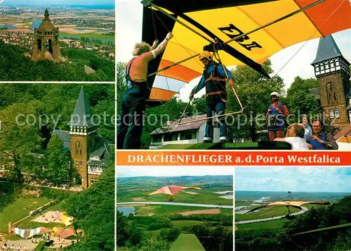 AK / Ansichtskarte Porta_Westfalica Drachenflieger Kaiser Wilhelm Denkmal Porta Westfalica Kat. Porta Westfalica