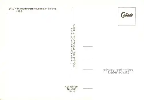 AK / Ansichtskarte Neuhaus_Solling Fliegeraufnahme Neuhaus Solling Kat. Holzminden