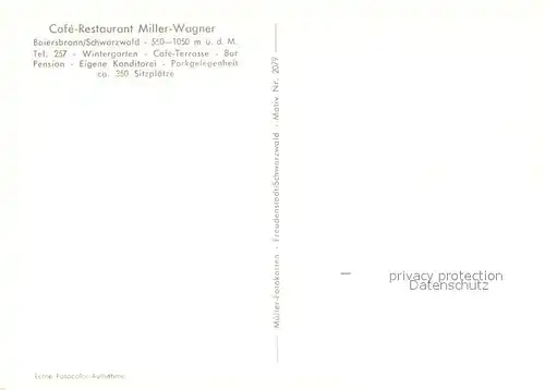 AK / Ansichtskarte Baiersbronn_Schwarzwald Cafe Restaurant Miller Wagner Baiersbronn Schwarzwald Kat. Baiersbronn