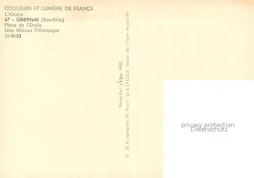 AK / Ansichtskarte Obernai_Bas_Rhin Place de l Etoile Maison pittoresque Collection Couleurs et Lumiere de France Obernai_Bas_Rhin Kat. Obernai