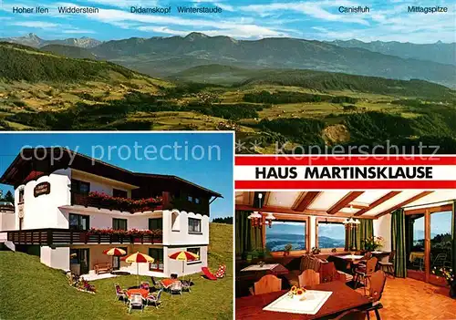 AK / Ansichtskarte Sulzberg_Vorarlberg Gaestehaus Pension Haus Martinsklause Alpenpanorama Fliegeraufnahme Sulzberg Vorarlberg Kat. Sulzberg