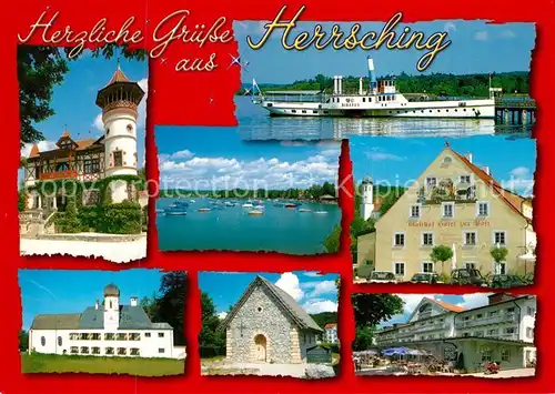 AK / Ansichtskarte Herrsching_Ammersee Schloss Gasthof Hotel Zur Post Kapelle Faehrschiff Herrsching Ammersee Kat. Herrsching a.Ammersee