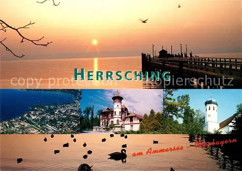 AK / Ansichtskarte Herrsching_Ammersee Schloss Kirche Abendstimmung Herrsching Ammersee Kat. Herrsching a.Ammersee