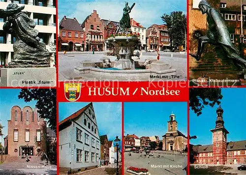 AK / Ansichtskarte Husum_Nordfriesland Schloss Marktplatz Tine Storm Haus Husum Nordfriesland Kat. Husum