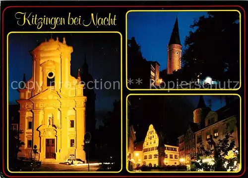 AK / Ansichtskarte Kitzingen_Main Nachtaufnahme Stadtpfarrkirche Kitzingen Main Kat. Kitzingen