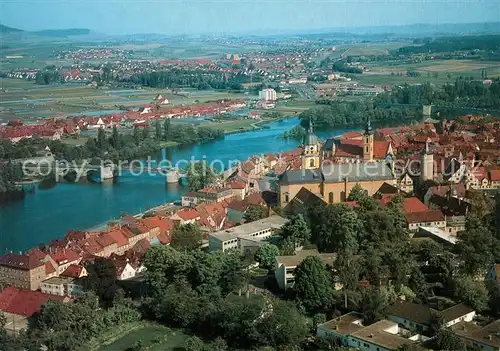 AK / Ansichtskarte Kitzingen_Main Fliegeraufnahme Bruecke Kirche Kitzingen Main Kat. Kitzingen