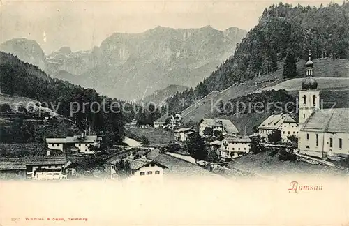 AK / Ansichtskarte Ramsau_Berchtesgaden Panorama mit Kirche Ramsau Berchtesgaden Kat. Ramsau b.Berchtesgaden