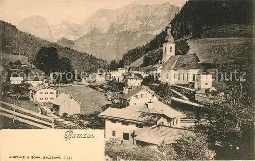 AK / Ansichtskarte Ramsau_Berchtesgaden Panorama mit Kirche Ramsau Berchtesgaden Kat. Ramsau b.Berchtesgaden