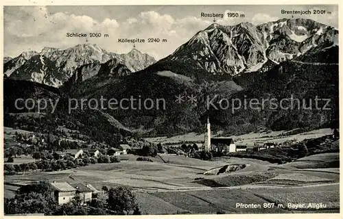 AK / Ansichtskarte Pfronten mit Schlicke Koellespitze Rossberg und Brentenjoch Pfronten Kat. Pfronten