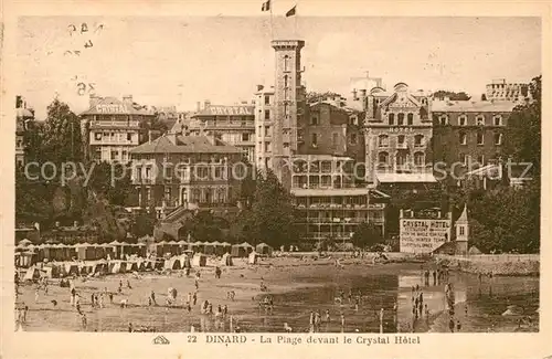 AK / Ansichtskarte Dinard_Ille_et_Vilaine_Bretagne La Plage devant le Crystal Hotel Dinard_Ille Kat. Dinard