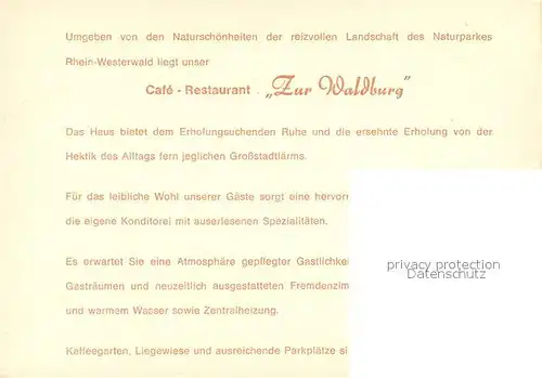 AK / Ansichtskarte Rengsdorf Cafe Restaurant Zur Waldburg Gartenterrasse Springbrunnen Rengsdorf Kat. Rengsdorf