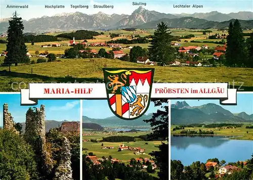 AK / Ansichtskarte Proebsten Maria Hilf Landschaftspanorama Alpen Burgruine See Wappen Proebsten Kat. Eisenberg