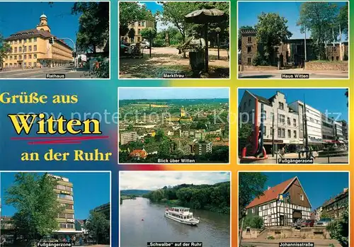 AK / Ansichtskarte Witten_Ruhr Rathaus MS Schwalbe Johannisstrasse Marktfrau Haus Witten Witten Ruhr Kat. Witten_Ruhr