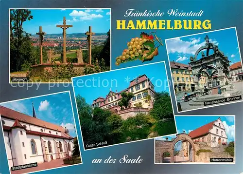 AK / Ansichtskarte Hammelburg Rotes Schloss Stadtpfarrkirche Herrenmuehle  Hammelburg Kat. Hammelburg
