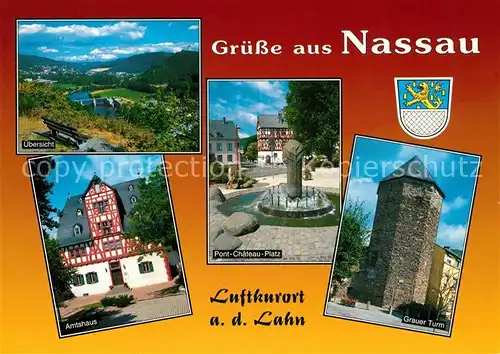 AK / Ansichtskarte Nassau_Lahn Amtshaus Pont Chateau Platz Grauer Turm Nassau Lahn Kat. Nassau