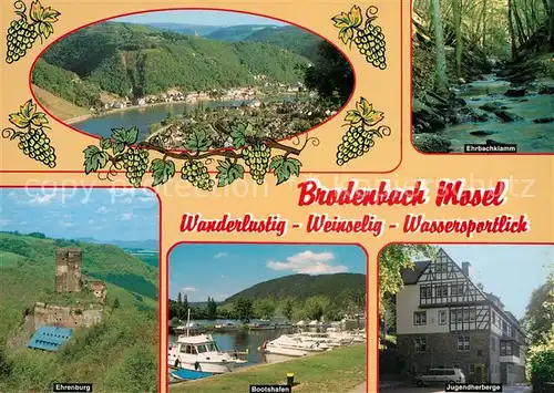 AK / Ansichtskarte Brodenbach Landschaftspanorama Moseltal Ehrbachklamm Ehrenburg Bootshafen Jugendherberge Brodenbach Kat. Brodenbach