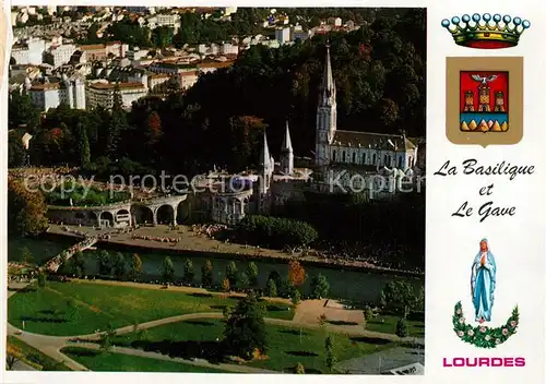 AK / Ansichtskarte Lourdes_Hautes_Pyrenees Vue Aerienne Basilique Gave  Lourdes_Hautes_Pyrenees Kat. Lourdes