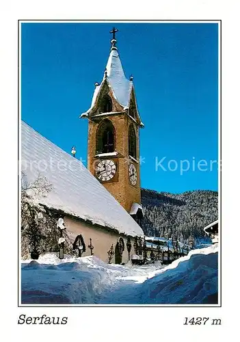 AK / Ansichtskarte Serfaus_Tirol Verschneiter Ort mit Kirche Serfaus Tirol Kat. Serfaus