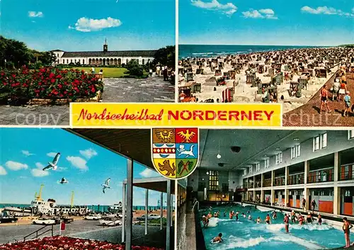 AK / Ansichtskarte Norderney_Nordseebad Kurhaus Strand Promenade Hallenwellenbad Norderney_Nordseebad Kat. Norderney