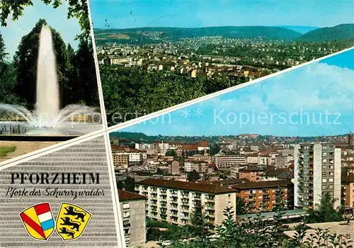 AK / Ansichtskarte Pforzheim Stadtpanorama Hochhaeuser Sprudel Pforte des Schwarzwaldes Pforzheim Kat. Pforzheim
