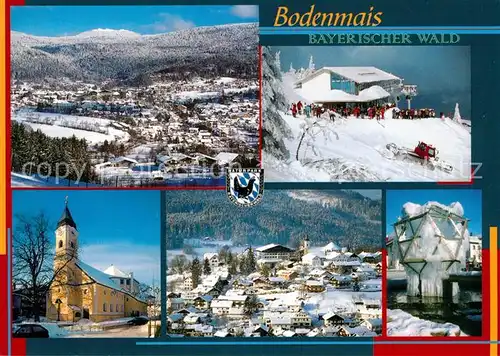 AK / Ansichtskarte Bodenmais Stadtpanorama im Winter Kirche Wintersportplatz Bayerischer Wald Bodenmais Kat. Bodenmais