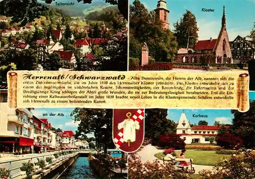 AK / Ansichtskarte Bad_Herrenalb Teilansicht Kloster Kirche Partie an der Alb Kurhaus Chronik Wappen Bad_Herrenalb Kat. Bad Herrenalb