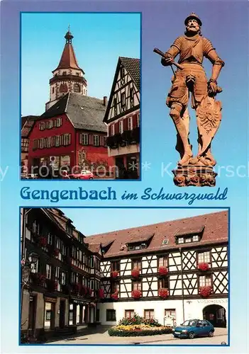 AK / Ansichtskarte Gengenbach Altstadt Fachwerkhaus Brunnenfigur Statue Gengenbach Kat. Gengenbach_Schwarzwald