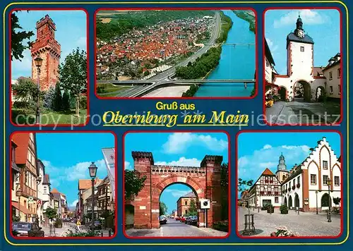 AK / Ansichtskarte Obernburg_Main Stadttore Rathaus Fliegeraufnahme Obernburg Main Kat. Obernburg a.Main