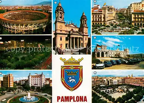 AK / Ansichtskarte Pamplona_Navarra Plaza de Toros Plaza de Castillo Universidad Pamplona Navarra Kat. Pamplona